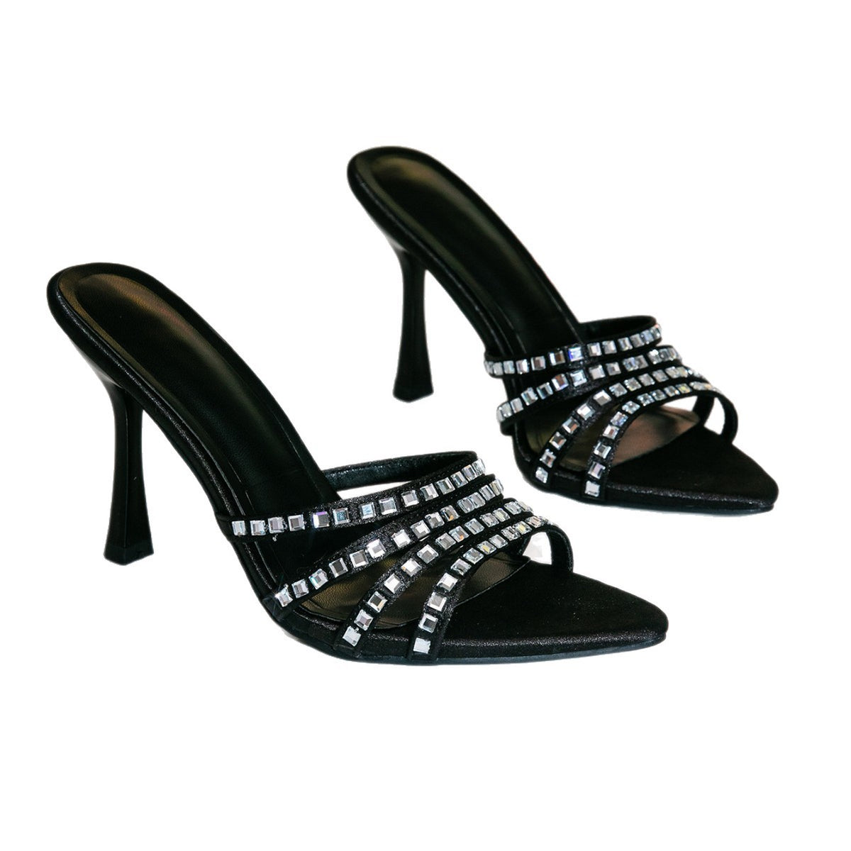 Rhinestone High-Heel Sandals