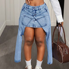 Irregular Asymmetric Casual Women Denim Skirt
