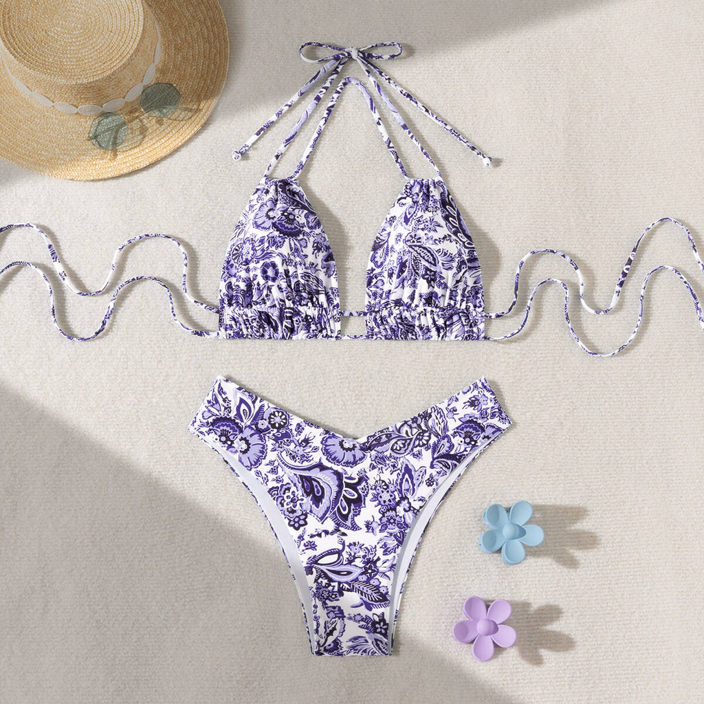 Solid Color Bikini Swimwear