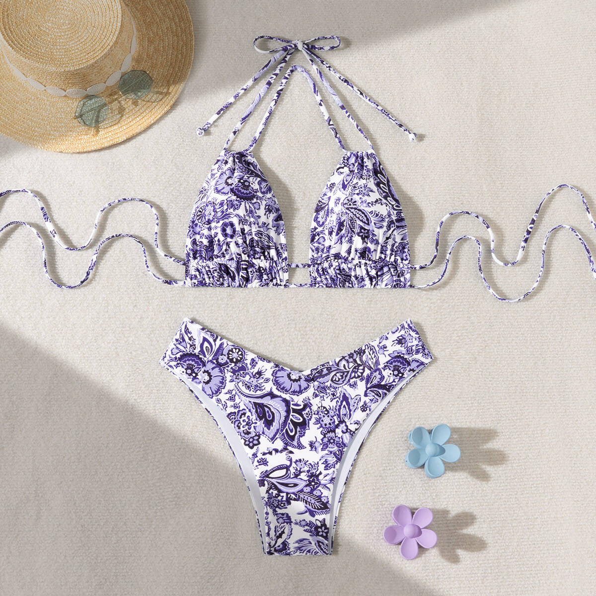 Solid Color Bikini Swimwear