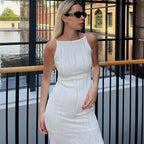 Women's Textured Spaghetti-Strap Fitted Dress
