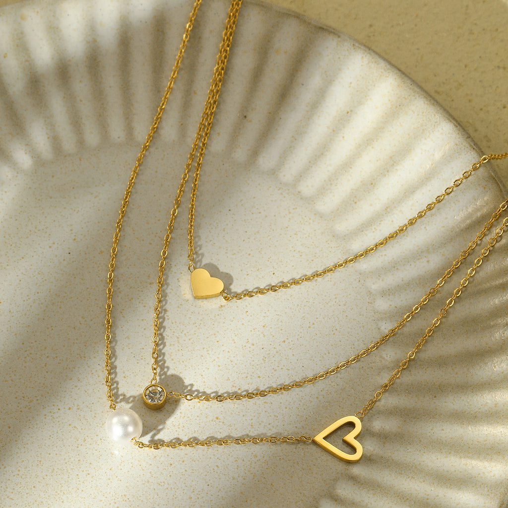 Women's Pearl Zircon Layered Necklace
