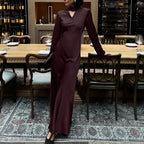 V-Neck Scarf-Detail Maxi Dress