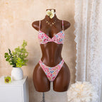 Women's Bikini Swimsuit Split Push Up Bikini Printed Swimsuit