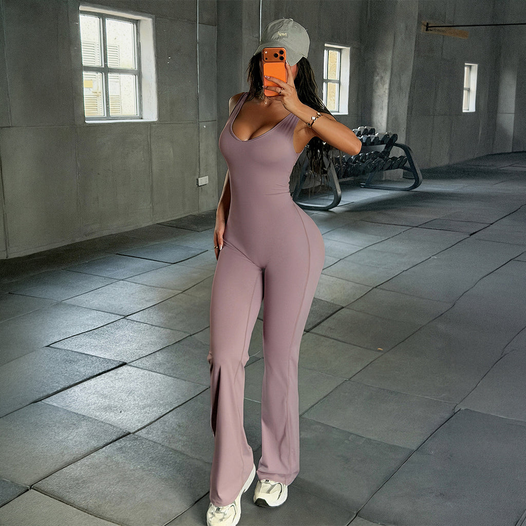 Women's Clothing Autumn Fitness Sexy Sleeveless Slim Jumpsuit