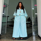 Women's Plus Size Striped Shirt & Trousers Set