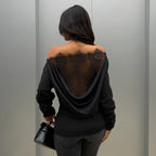 Black Sexy Lace Stitching Hollow Out CO out See through