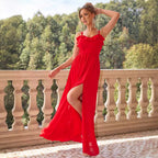 Women's Deep V-Neck Sleeveless Evening Maxi Dress