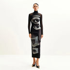 Double-Layer Mesh Turtleneck Dress