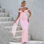 Women's Strapless Ruched Backless Bodycon Dress