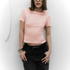 Women's Cropped Short-Sleeve T-Shirt – Slim Fit Crew Neck
