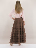 Women's High-Waisted Mesh A-Line Skirt