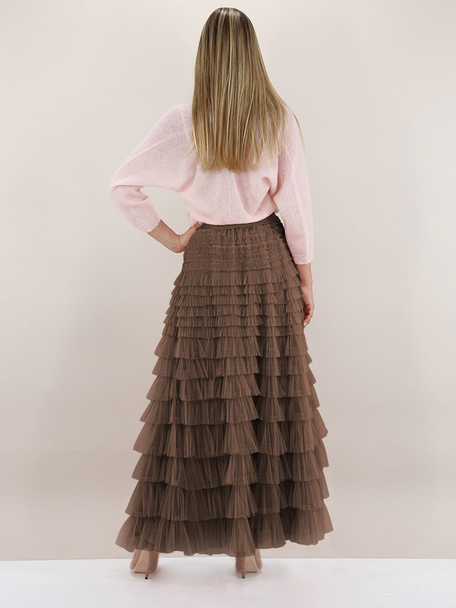 Women's High-Waisted Mesh A-Line Skirt