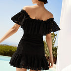 Floral Off-Shoulder Ruffled Vacation Mini Dress