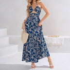 Women's Printed Halter Maxi Dress