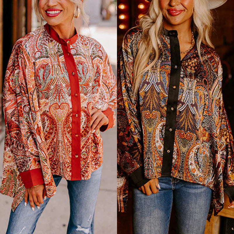 Retro Printed Loose Street Shirt