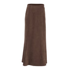 Autumn Winter Retro Knitted Brushed Velvet Khaki Slim Skirt