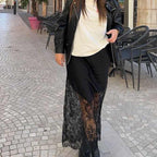 Lace Stitching See Through Skirt Hip Skirt