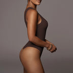 Ribbed Round Neck Sleeveless Fitness Leotard