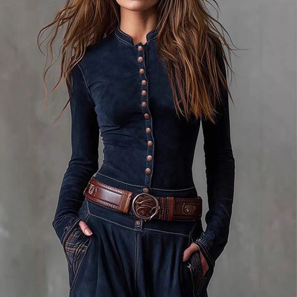 Women's Plaid Suede Patchwork Belted Dress