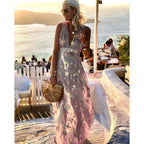 Women's V-Neck Bronzing Maxi Dress