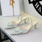 Belt Buckle Decorative Pointed Shoes Back Empty Back Strap Stiletto