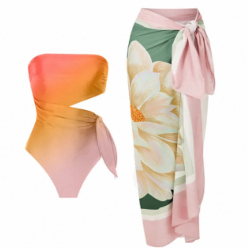Vintage Printed One-piece Swimwear