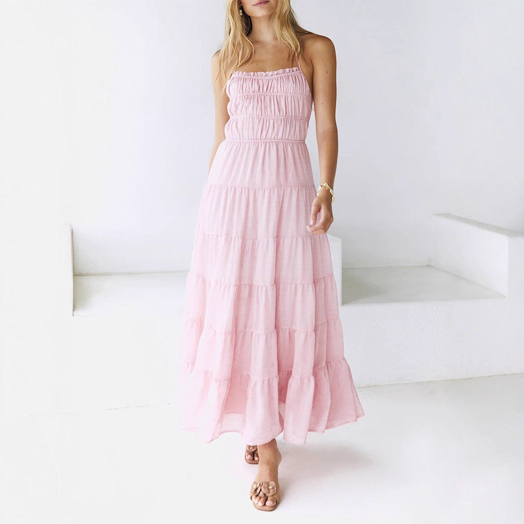Women's Halter Lace-Up Vacation Dress