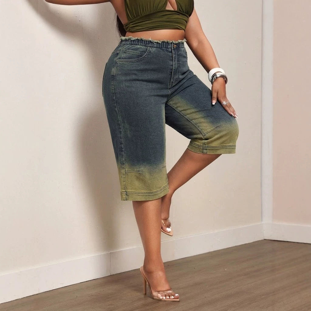 Women's High-Waisted Cropped Wide-Leg Jeans