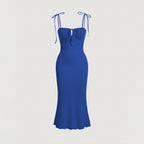 Women’s Knitted Lace-Up Drawstring Slim Dress