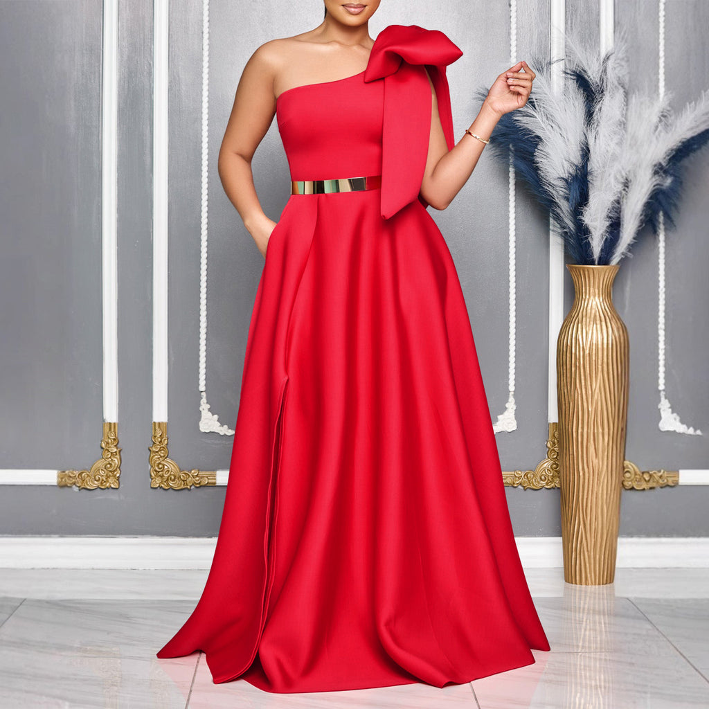 Women's Summer Graceful Fashionable Oblique Shoulder Dress