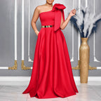 Women's Summer Graceful Fashionable Oblique Shoulder Dress