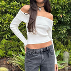 Women's Off-Shoulder Knit Pullover Sweater