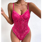 Women's Women’s Black Lace Backless V Neck Jumpsuit