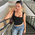Women's Solid Color Square Neck Vest Top