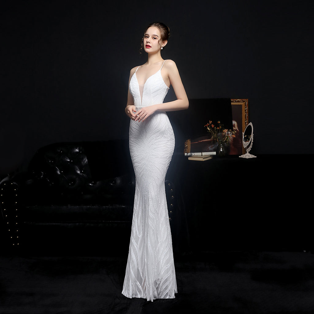 Women's Sequin Fishtail Formal Dress Etiquette Evening Dress Formal Gown