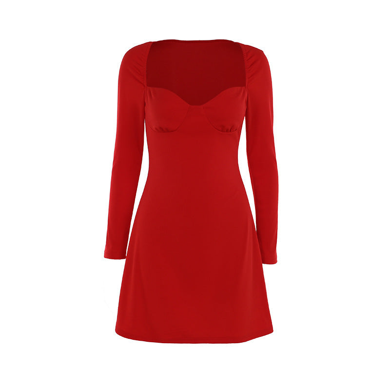 Women's V-Neck Long-Sleeve Mini Dress