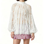 Women's Women’s Lace Lantern Sleeve Blouse