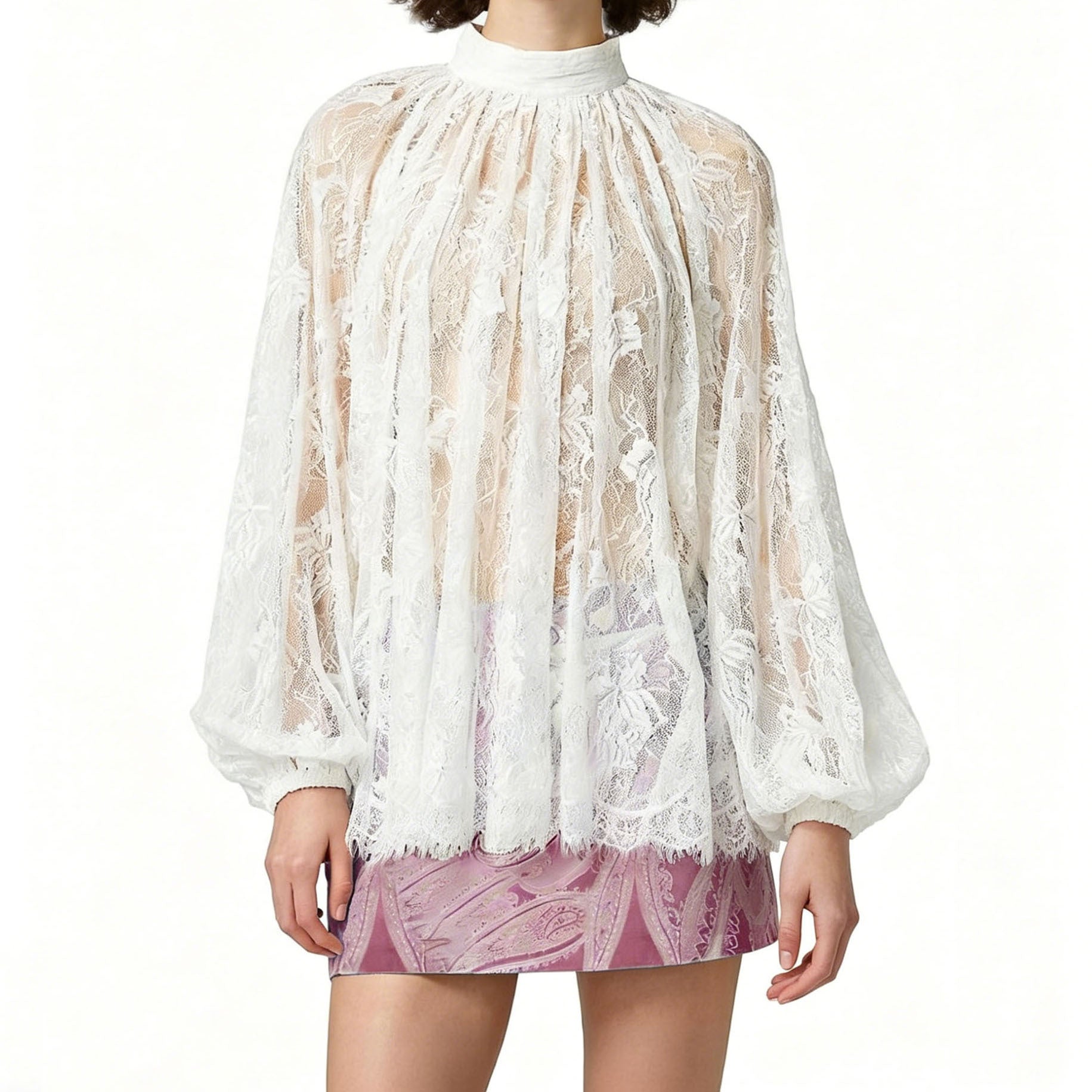 Women's Women’s Lace Lantern Sleeve Blouse