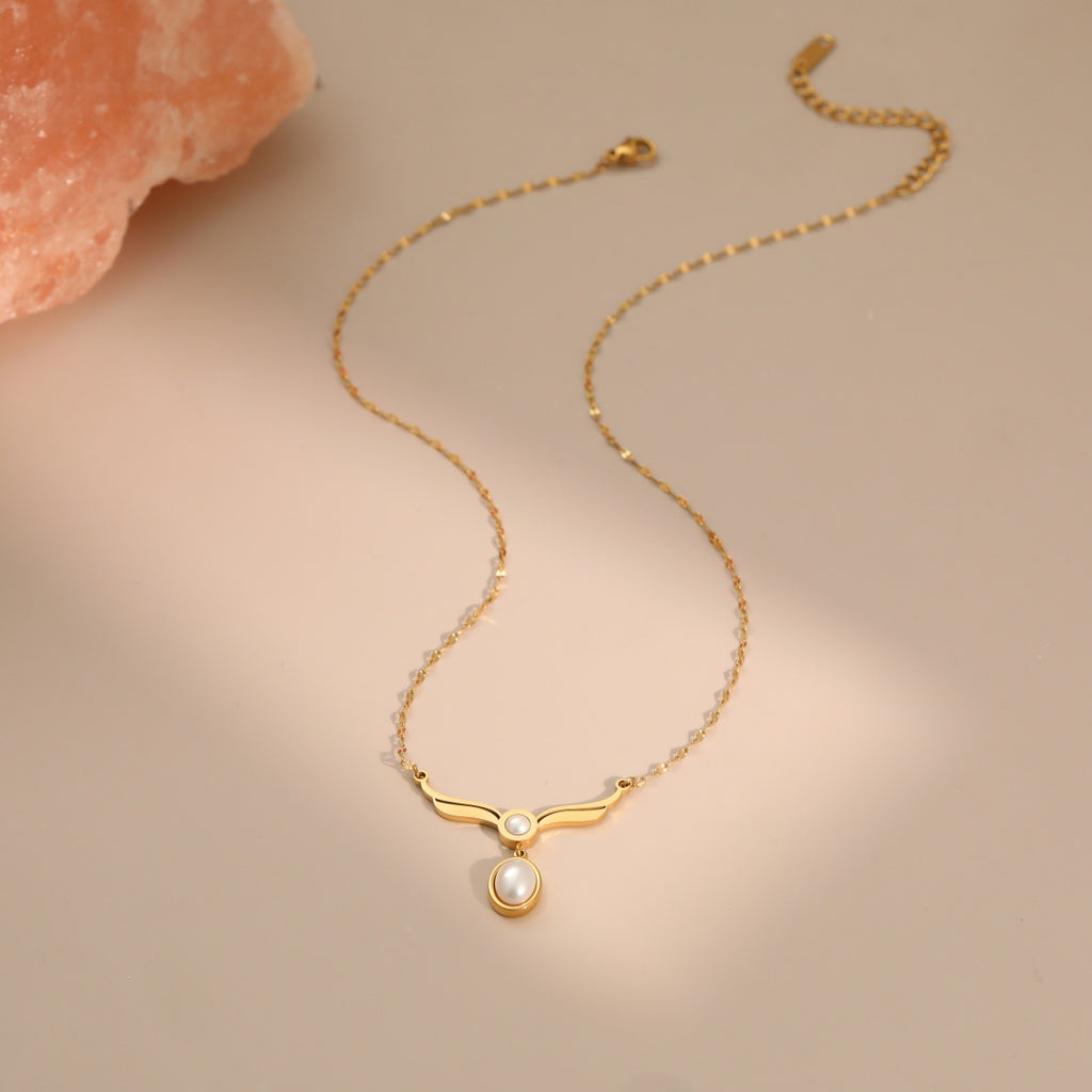 Women's Angel Wings Pearl Necklace