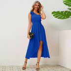 One-Shoulder Bow-Detail Asymmetric Maxi Dress