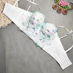 Women’s Floral Embroidered Sequin Sweetheart Crop Top