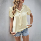 Women’s Light Apricot Twist V Neck Blouse
