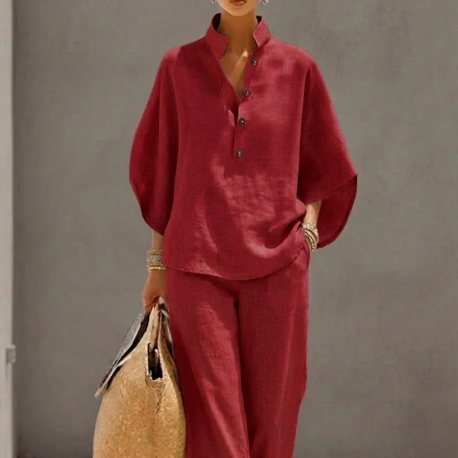 Women's Casual Shirt & Trousers Two-Piece Set