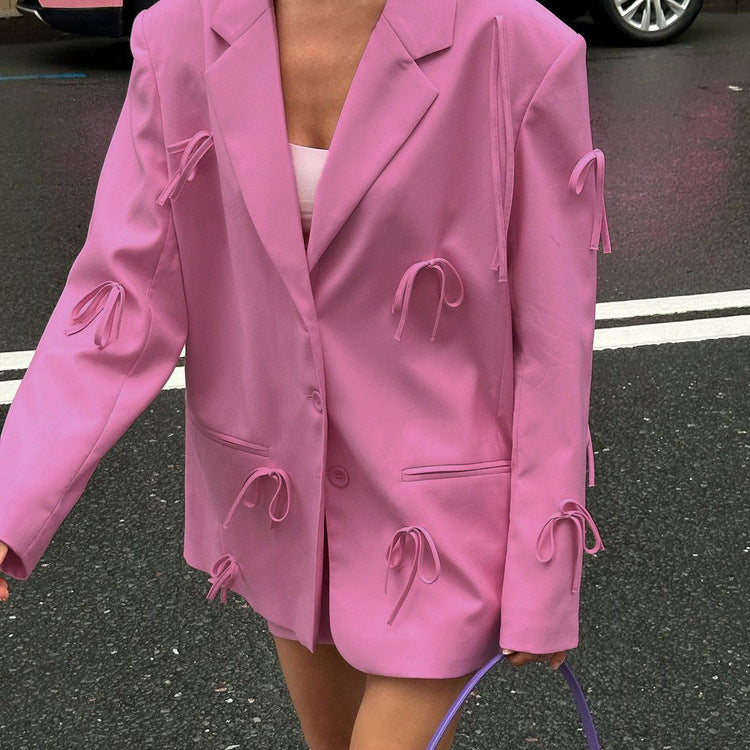 Pink Bow Blazer Set