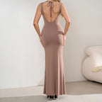 Women's Backless Halter Dress