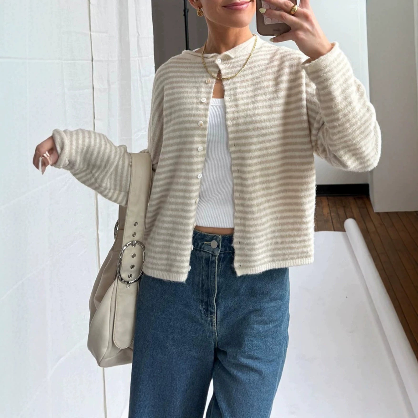 Women's Striped Knit Cardigan