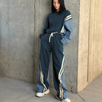 Women's Striped Sweater & Drawstring Pants Set