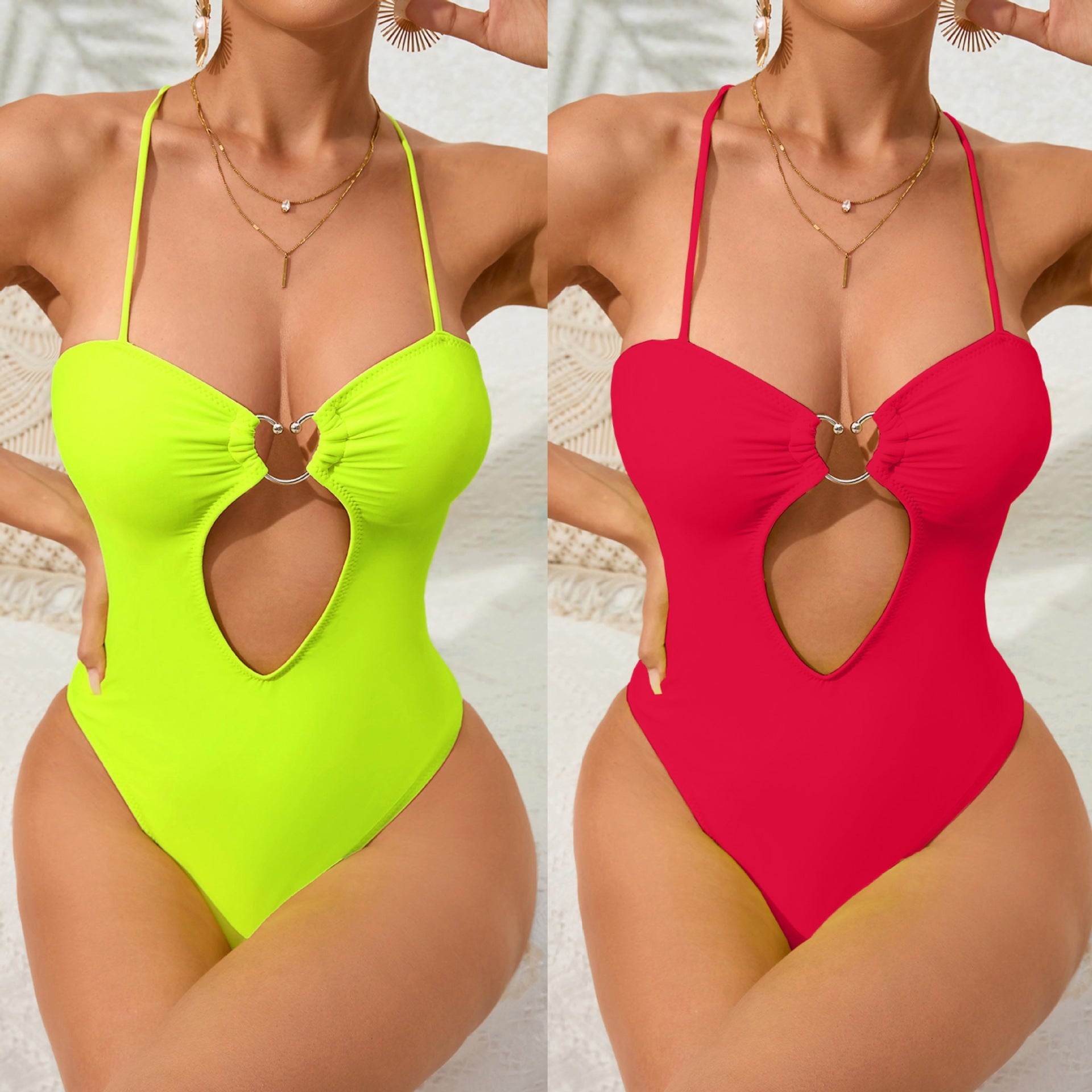 Fluorescent Color One-piece Swimwear