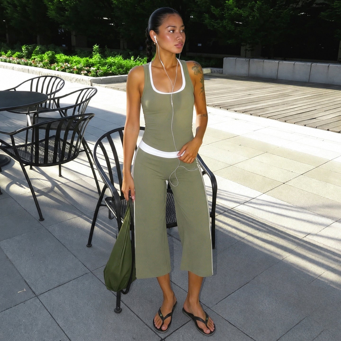 Sports Casual Contrast Color Retro Fitness Basic Vest